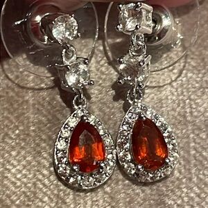 Tangerine Kyanite and White Zircon Dangle Earrings Sterling Silver 925 new